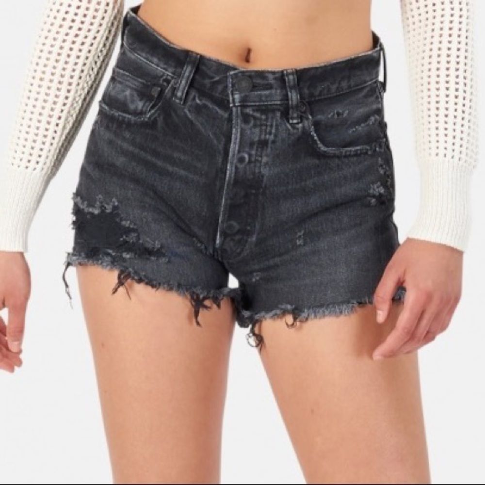 Moussy Black Distressed High-Rise Jean Shorts
